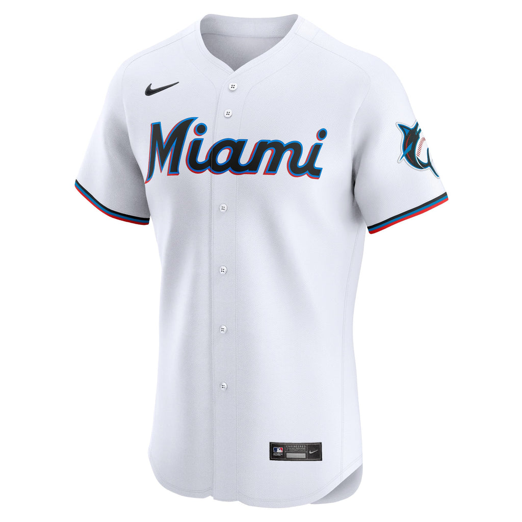Men's Miami Marlins Eury Perez Nike White Home Elite Player Jersey - 3