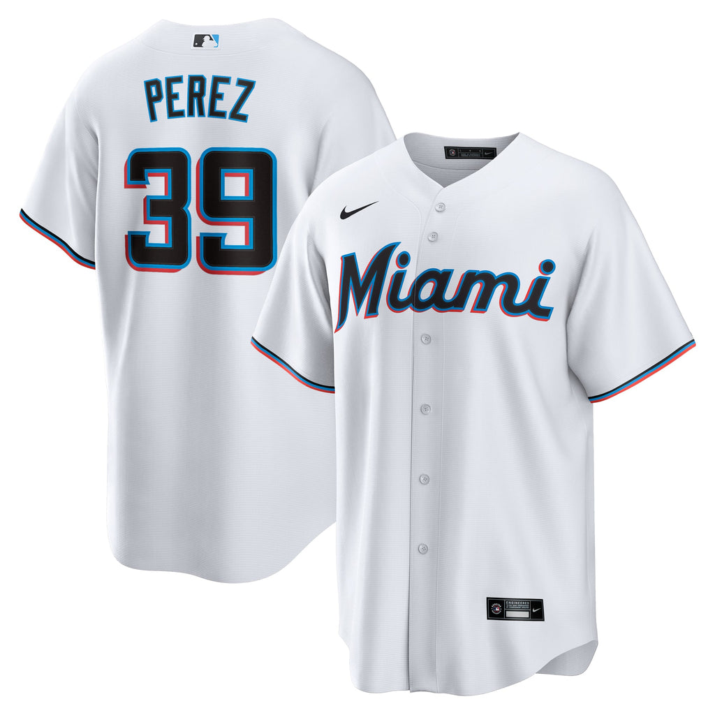 Men's Miami Marlins Eury Perez Nike White Home Replica Jersey - 2