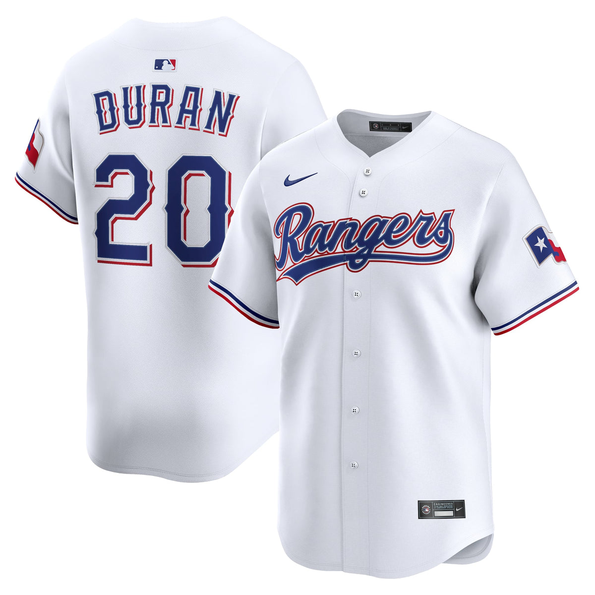 Men's Texas Rangers Ezequiel Duran Nike White Home Limited Player Jersey - 2