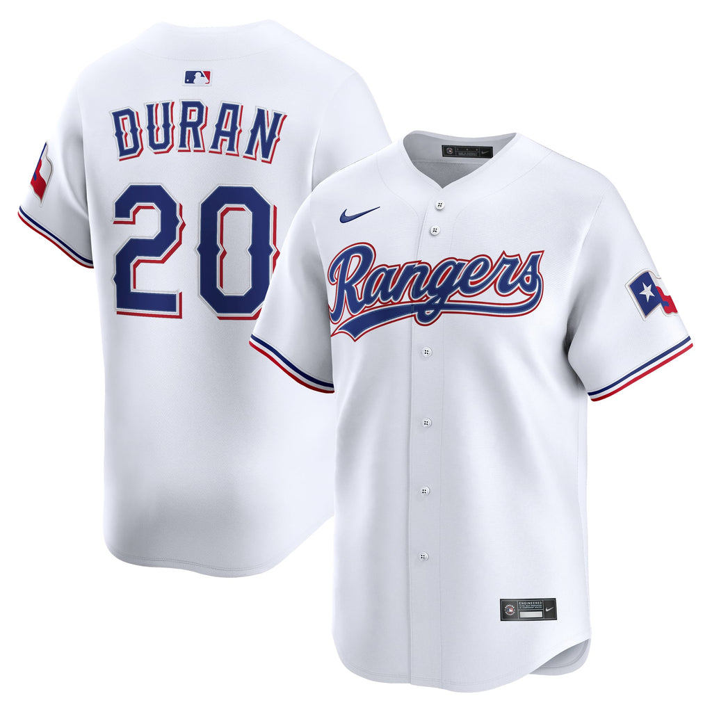 Men's Texas Rangers Ezequiel Duran Nike White Home Limited Player Jersey