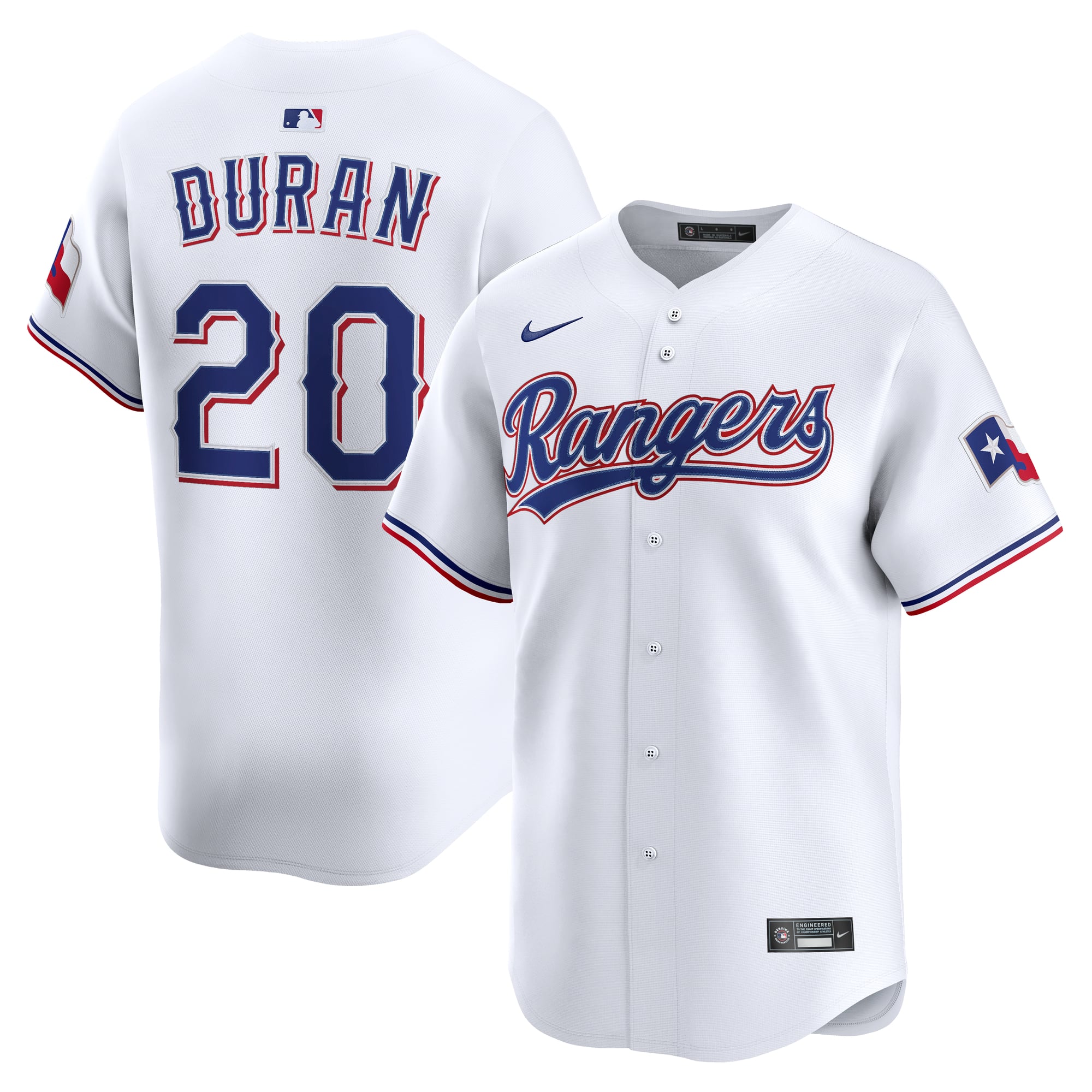 Men's Texas Rangers Ezequiel Duran Nike White Home Limited Player Jersey