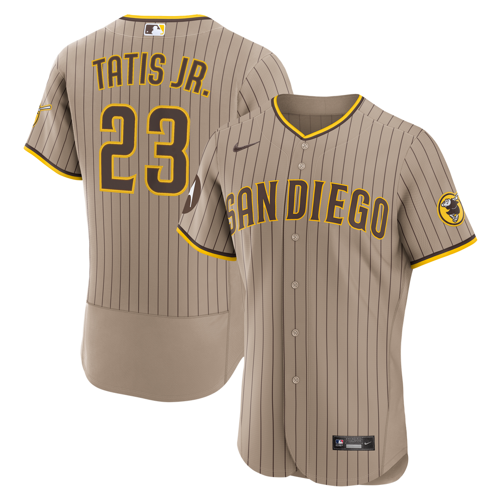 Men's San Diego Padres Fernando Tatis Jr. Nike Sand Alternate Authentic Sponsor Patch Jersey