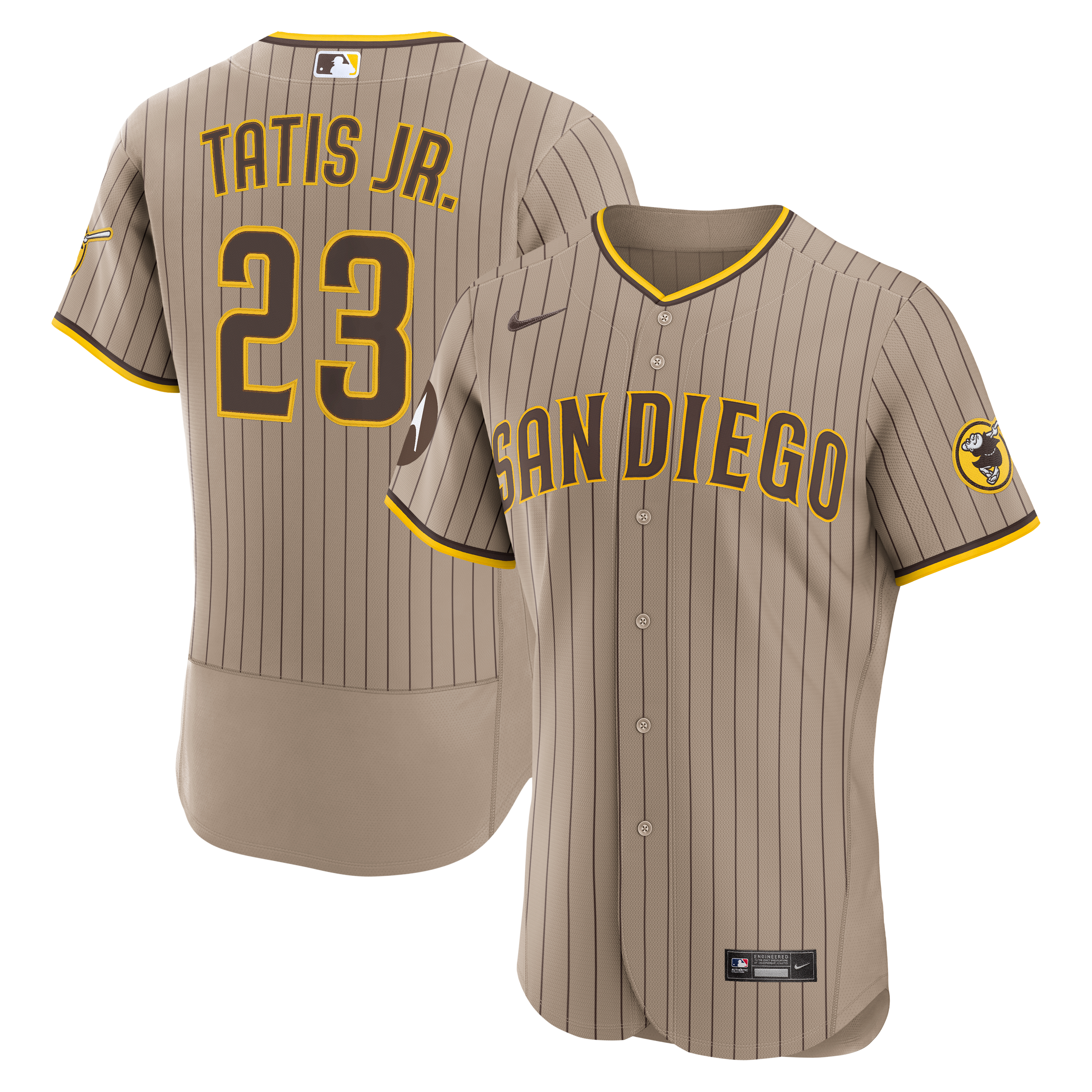 Men's San Diego Padres Fernando Tatis Jr. Nike Sand Alternate Authentic Sponsor Patch Jersey