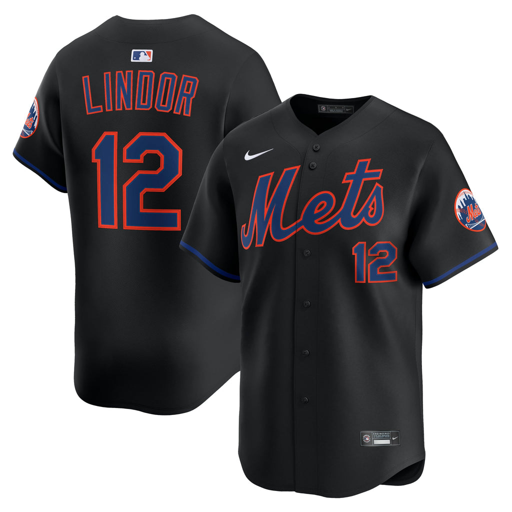 Men's New York Mets Francisco Lindor Nike Black Alternate Limited Jersey - 2