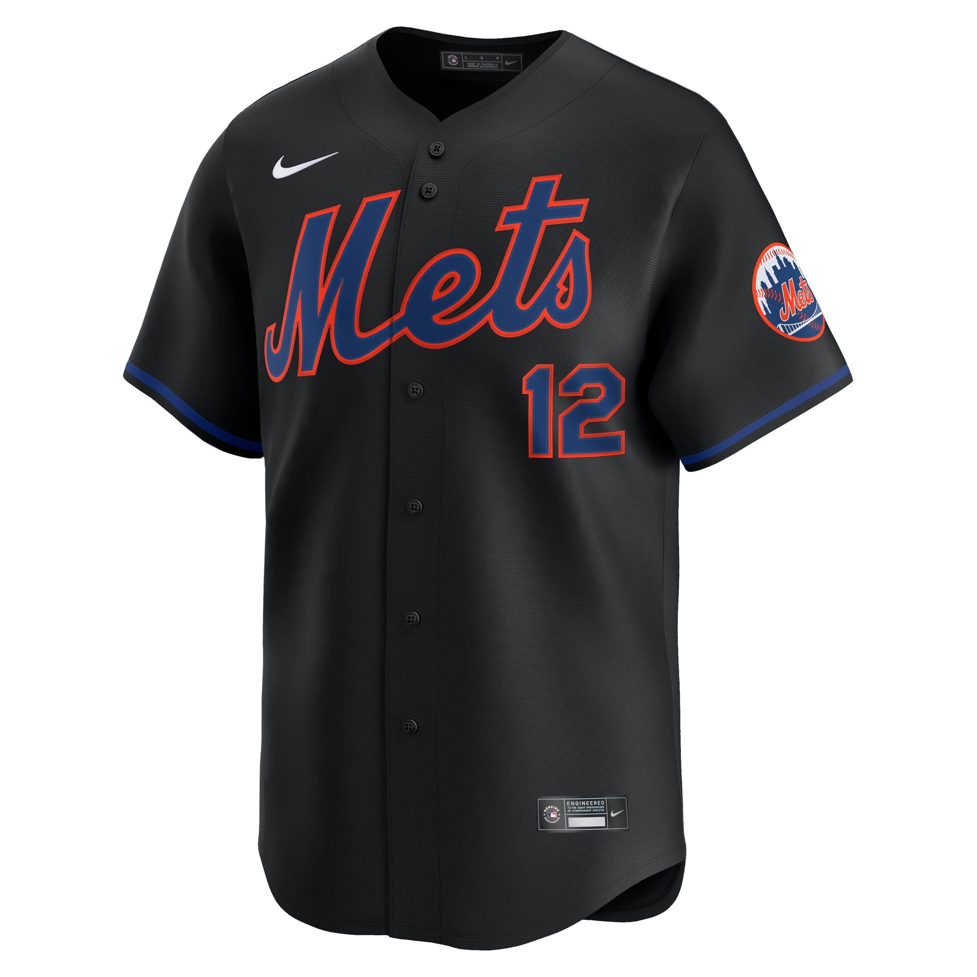 Men's New York Mets Francisco Lindor Nike Black Alternate Limited Jersey - 3