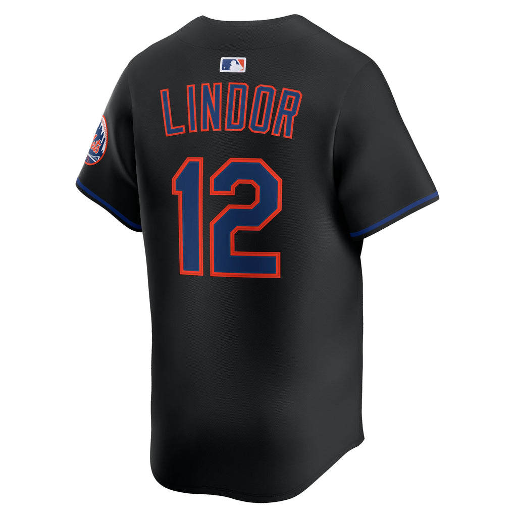 Men's New York Mets Francisco Lindor Nike Black Alternate Limited Jersey - 4