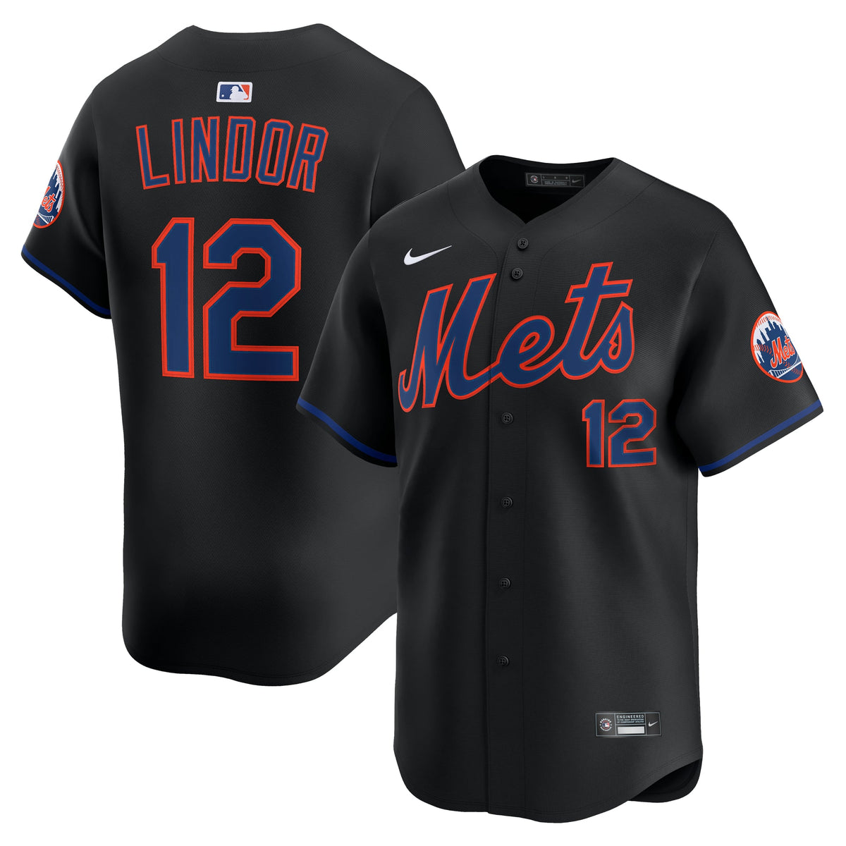Men's New York Mets Francisco Lindor Nike Black Alternate Limited Jersey