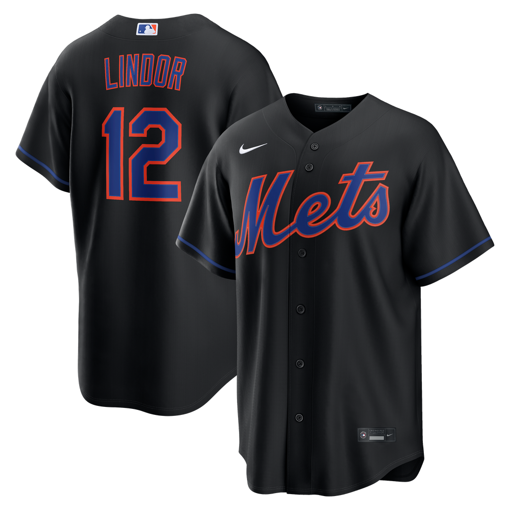 Men's New York Mets Francisco Lindor Nike Black Alternate Replica Jersey - 2