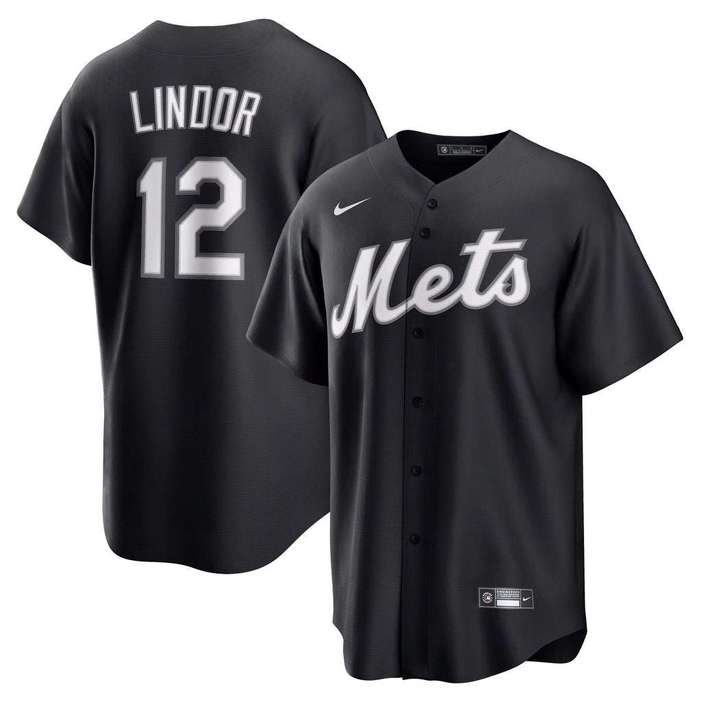 Men's New York Mets Francisco Lindor Nike Black Replica Player Jersey - 4