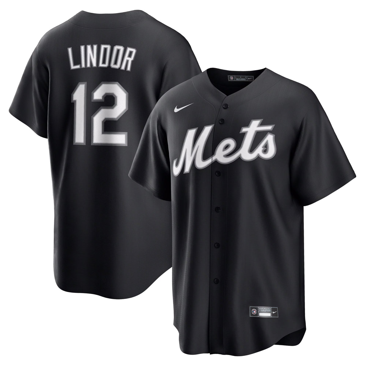 Men's New York Mets Francisco Lindor Nike Black Replica Player Jersey - 4