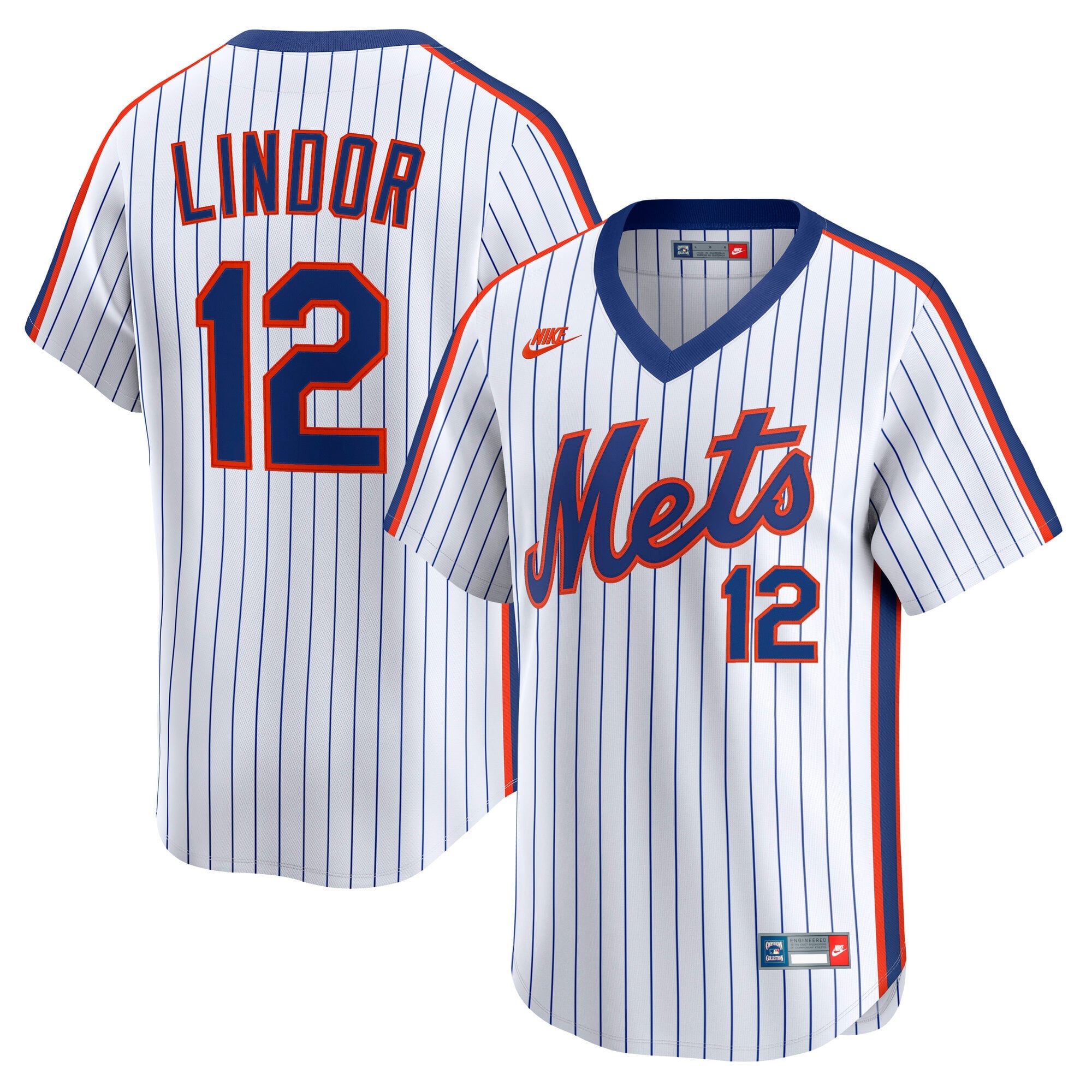 Men's New York Mets Francisco Lindor Nike White Throwback Cooperstown Collection Limited Jersey - 2