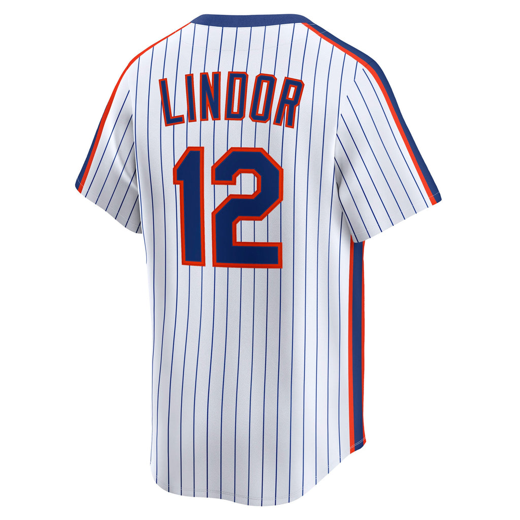 Men's New York Mets Francisco Lindor Nike White Throwback Cooperstown Collection Limited Jersey - 4