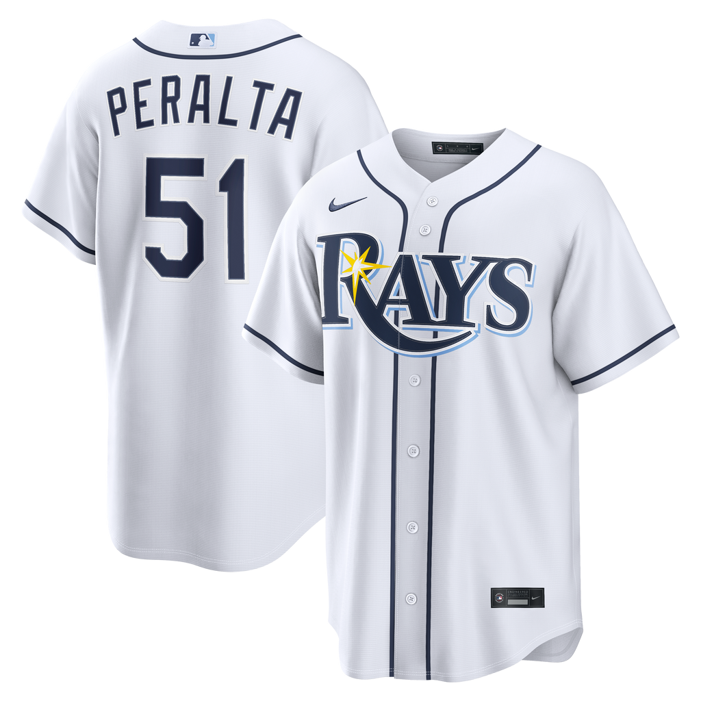 Men's Tampa Bay Rays Freddy Peralta Nike White Home Replica Jersey - 2