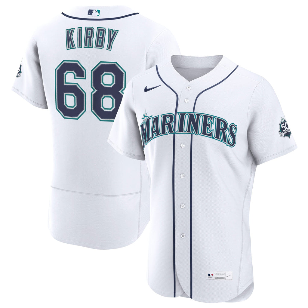 Men's Seattle Mariners George Kirby Nike White Home 50th Season Authentic Jersey - 2