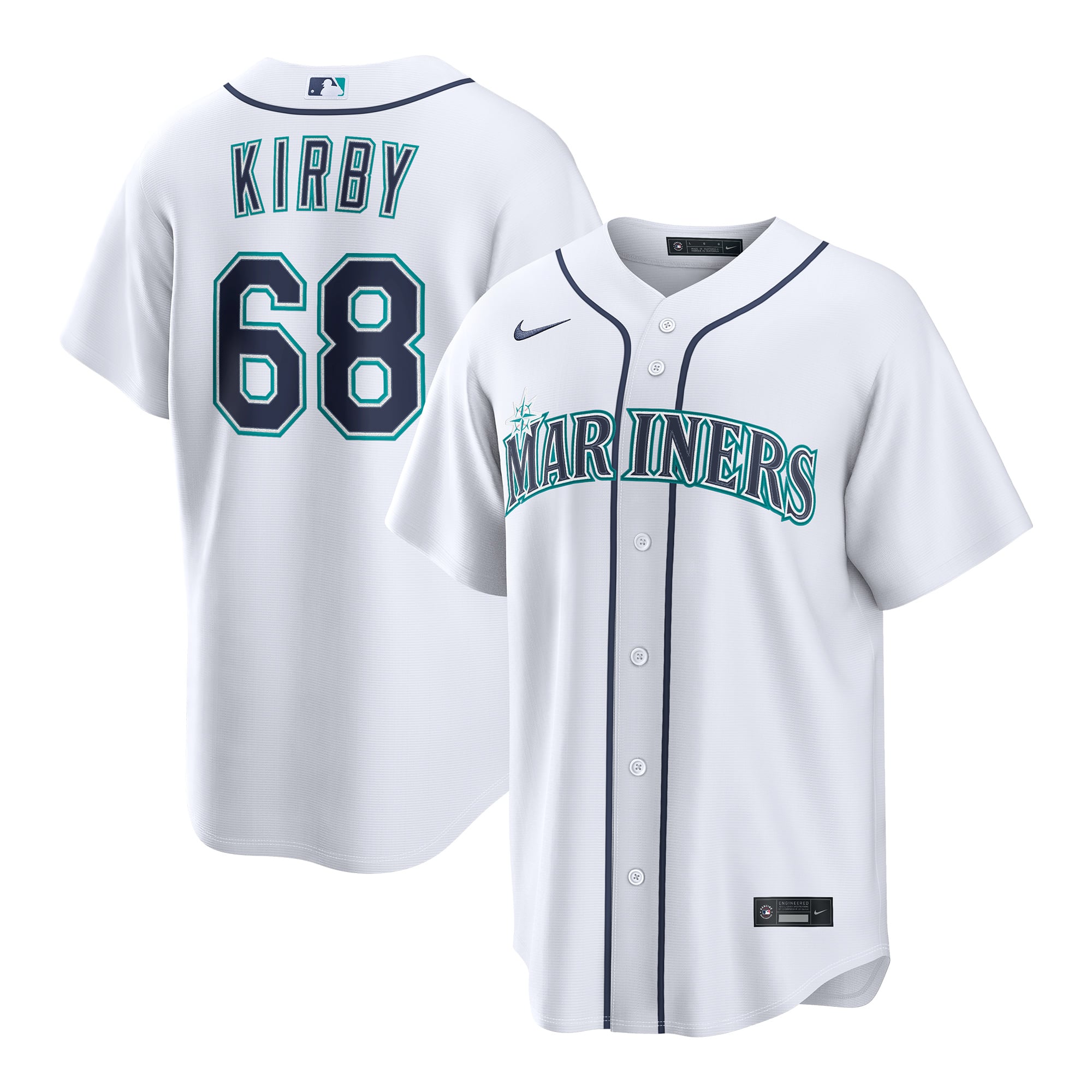 Men's Seattle Mariners George Kirby Nike White Home Replica Jersey - 2