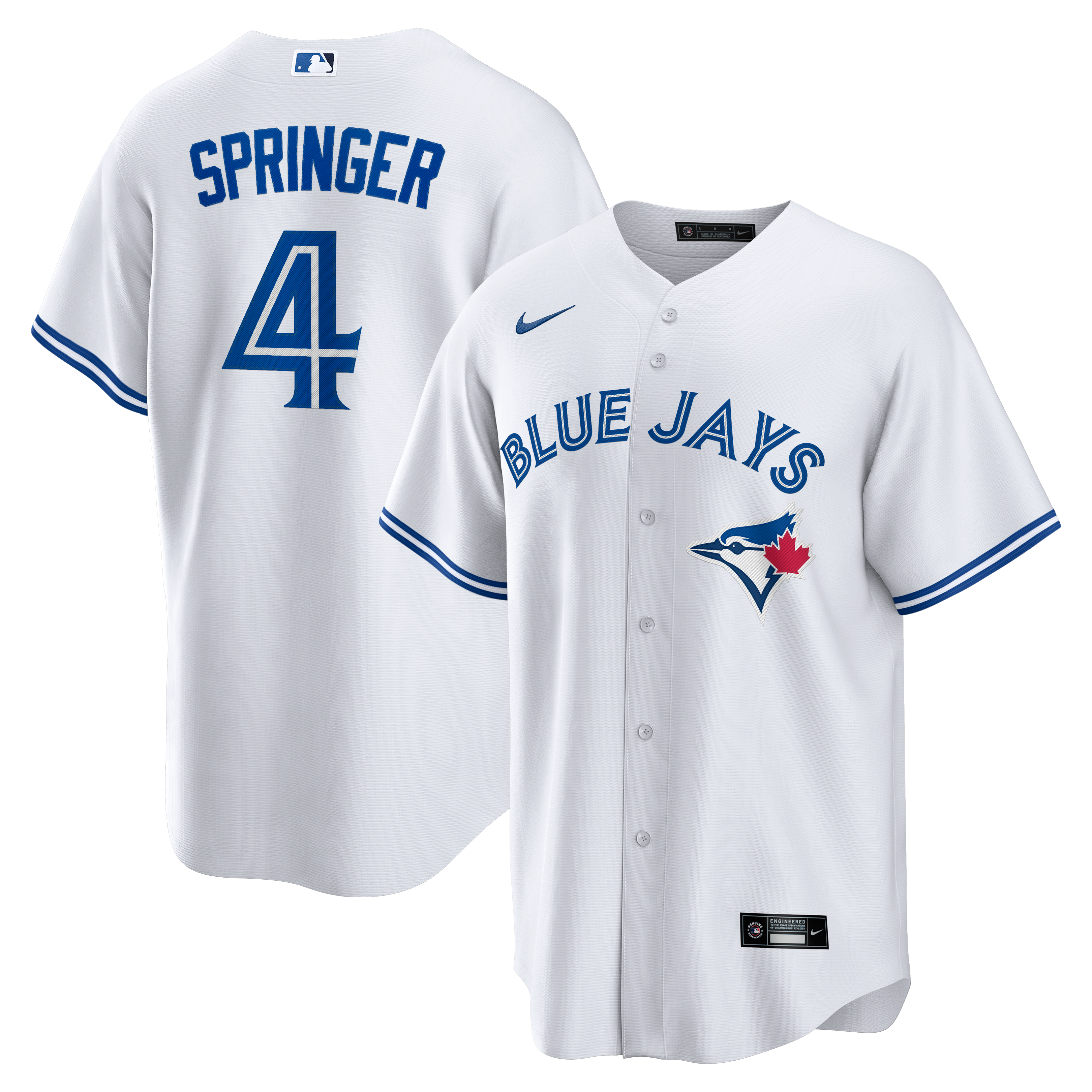 Men's Toronto Blue Jays George Springer Nike White Home Replica Jersey - 2