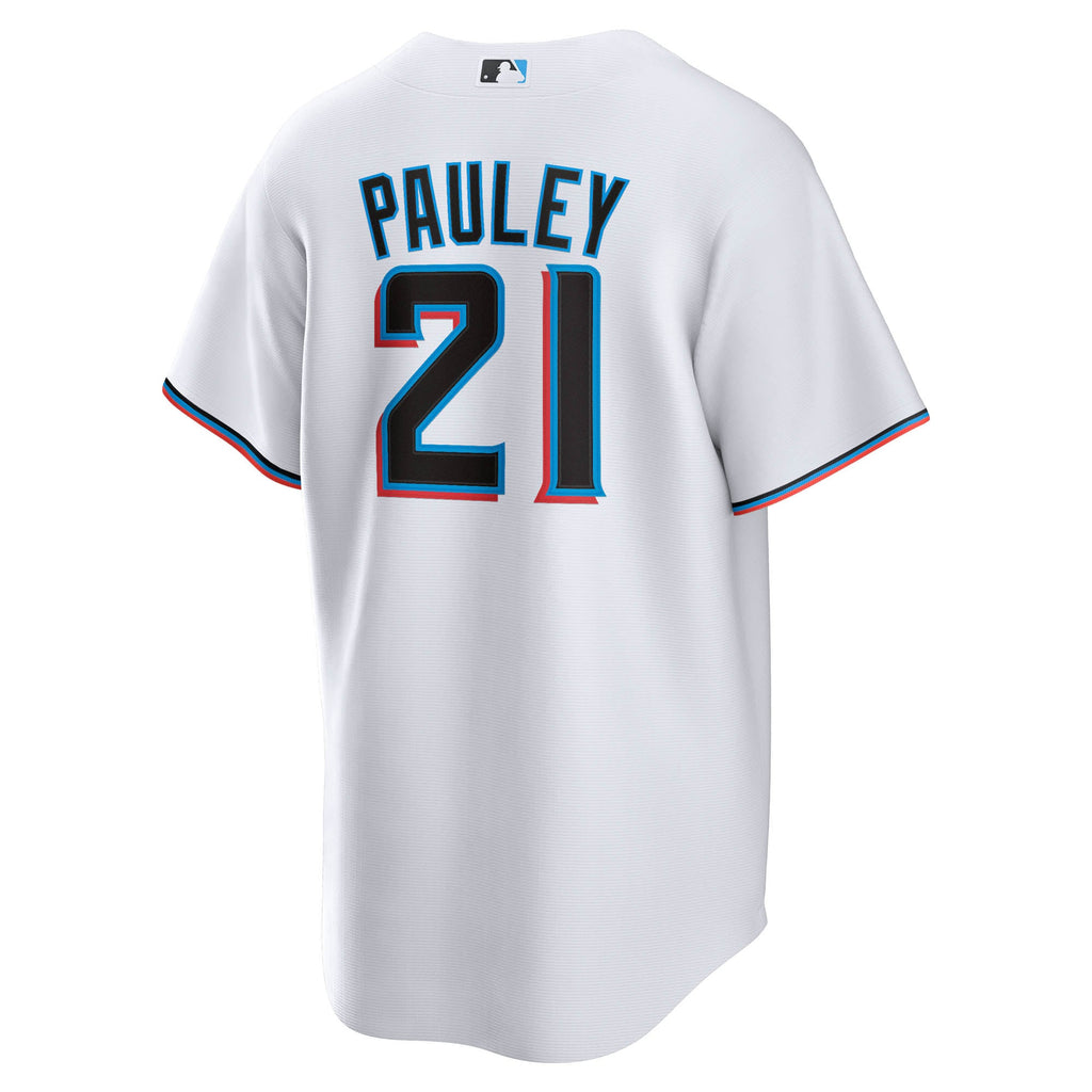 Men's Miami Marlins Graham Pauley Nike White Home Replica Jersey - 4