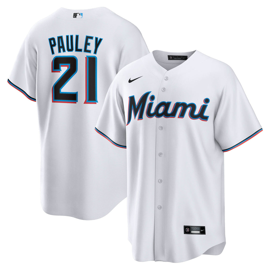 Men's Miami Marlins Graham Pauley Nike White Home Replica Jersey