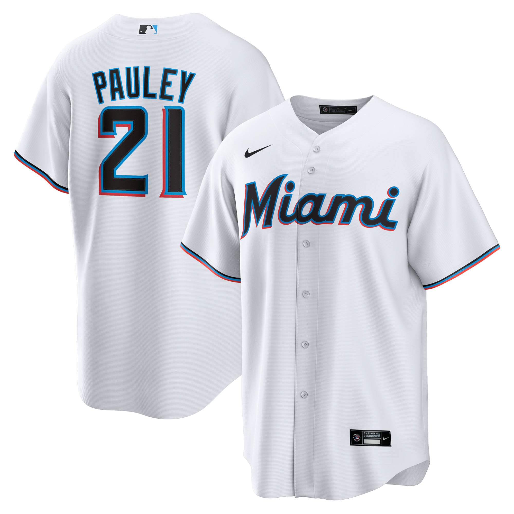 Men's Miami Marlins Graham Pauley Nike White Home Replica Jersey