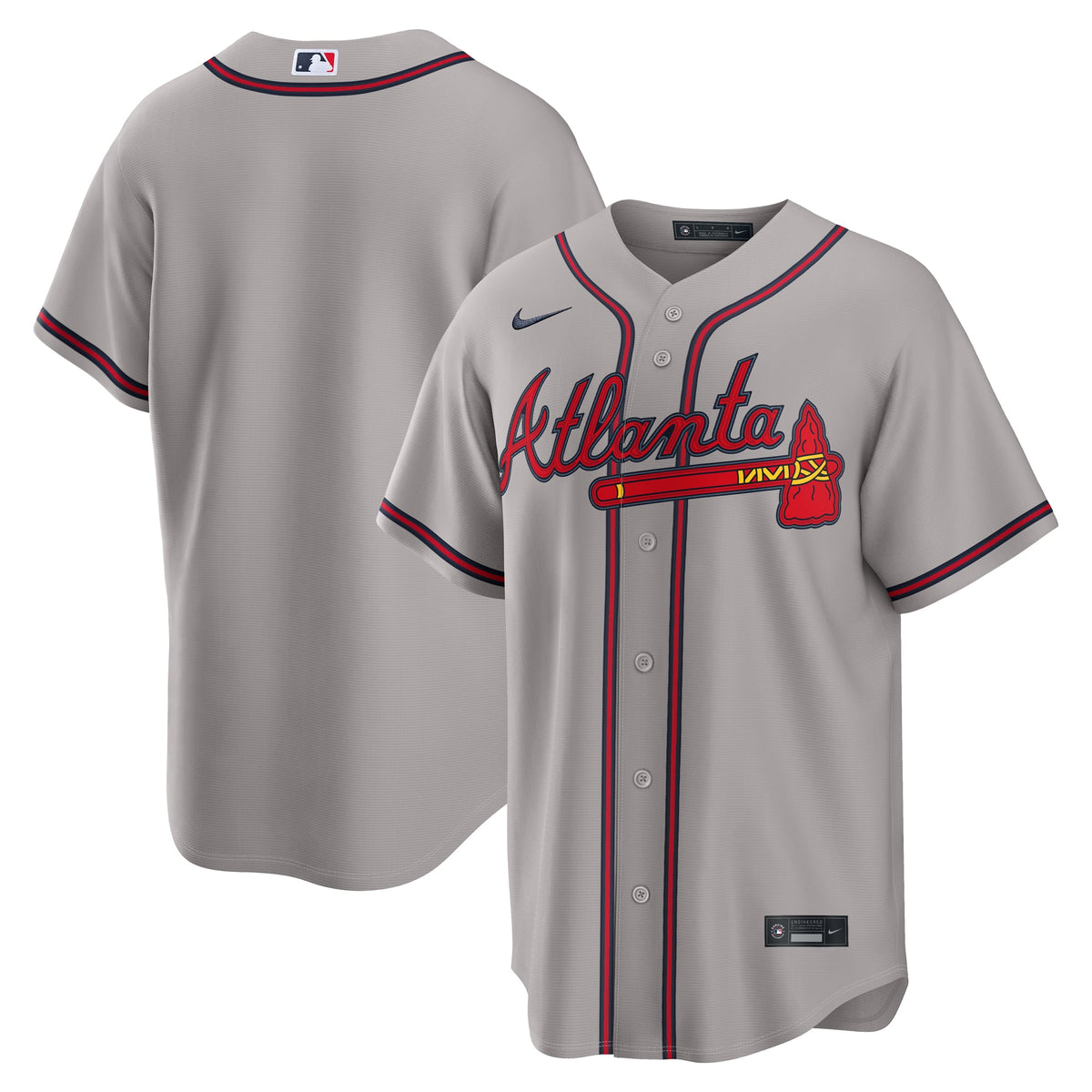 Men's Atlanta Braves Nike Gray Road Replica Jersey - 2
