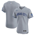 Men's Kansas City Royals Nike Gray Road Vapor Premier Elite Patch Jersey