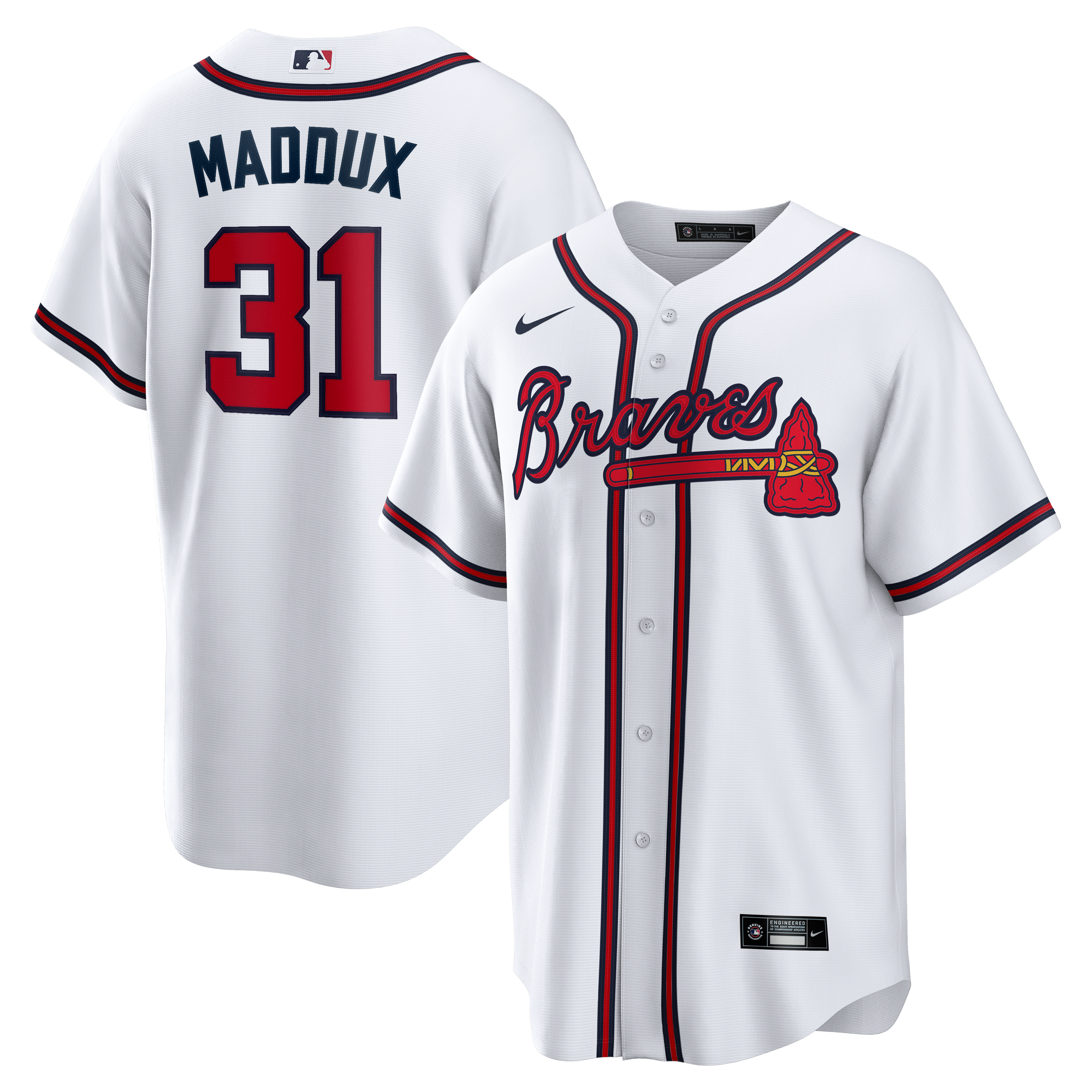 Men's Atlanta Braves Greg Maddux Nike White Home Retired Player Replica Jersey - 2