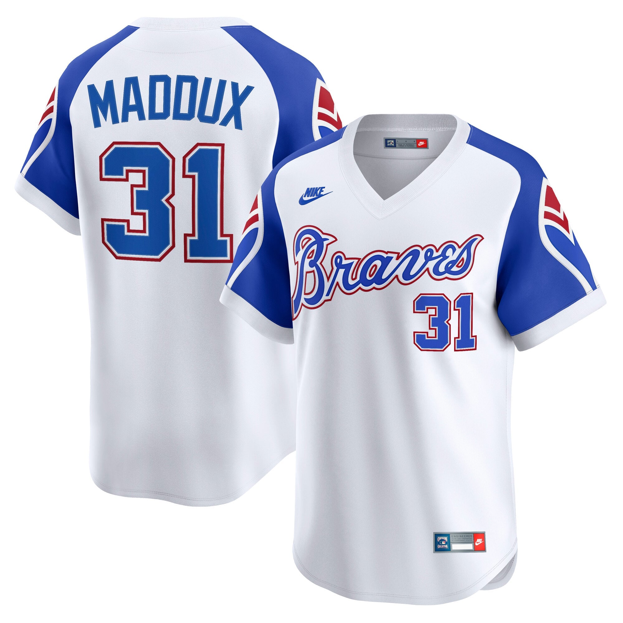 Men's Atlanta Braves Greg Maddux Nike White Throwback Cooperstown Collection Limited Jersey - 2