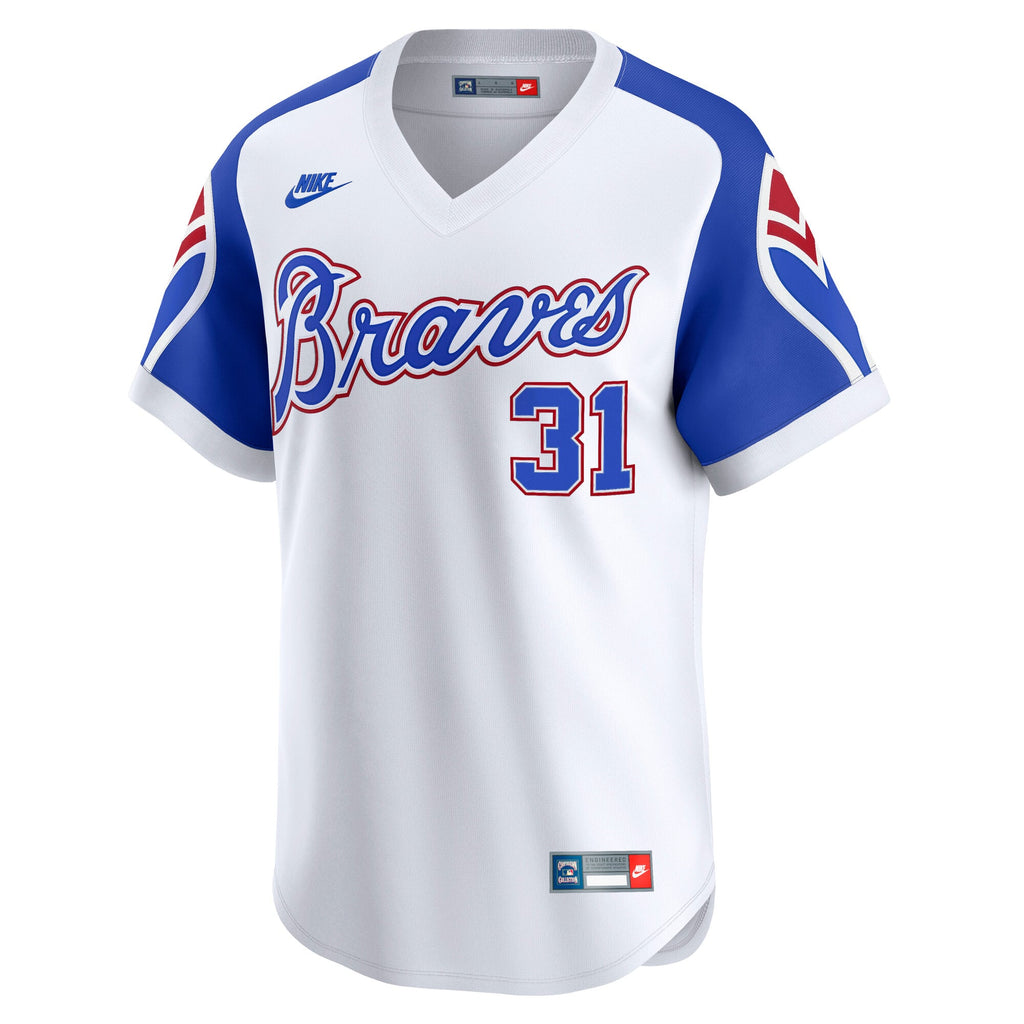 Men's Atlanta Braves Greg Maddux Nike White Throwback Cooperstown Collection Limited Jersey - 3