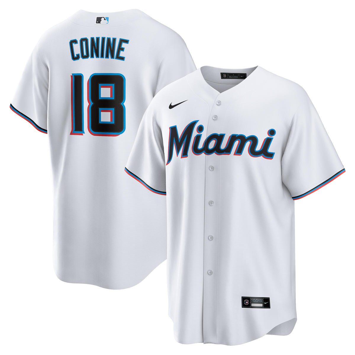Men's Miami Marlins Griffin Conine Nike White Home Replica Jersey - 2