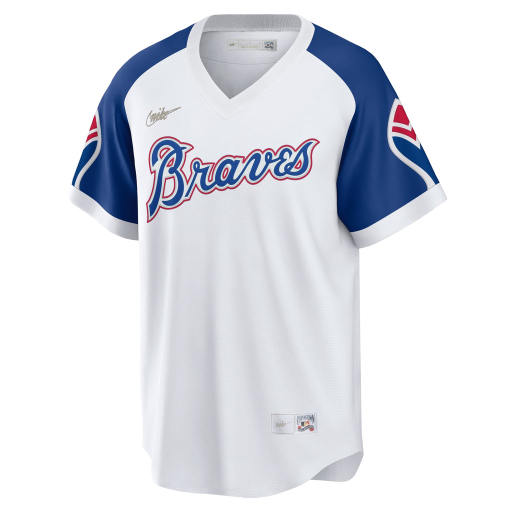Men's Atlanta Braves Hank Aaron Nike White Home Cooperstown Collection Player Jersey - 3