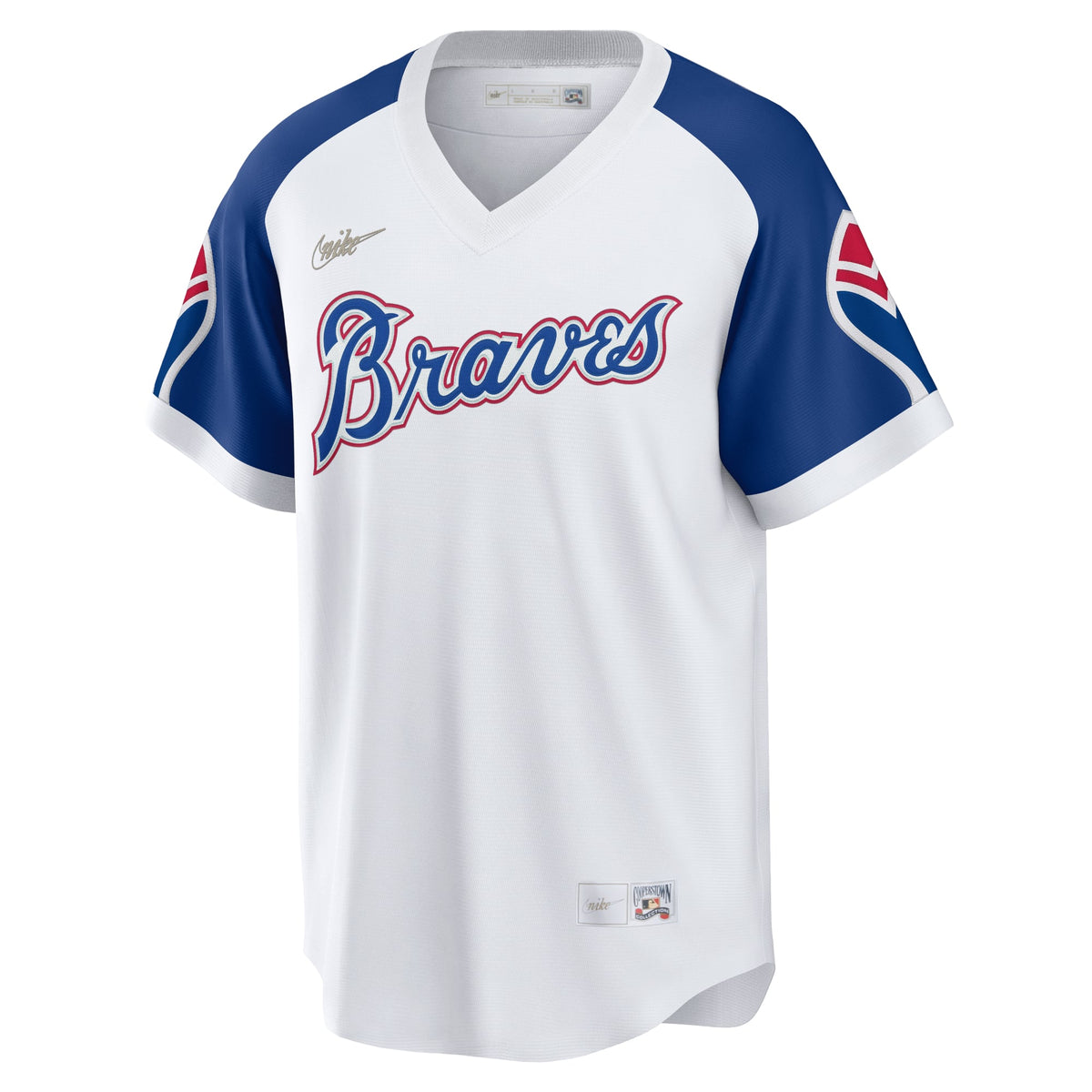 Men's Atlanta Braves Hank Aaron Nike White Home Cooperstown Collection Player Jersey - 3