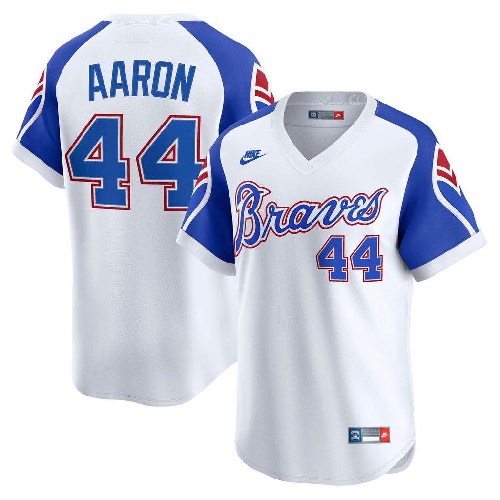 Men's Atlanta Braves Hank Aaron Nike White Throwback Cooperstown Collection Limited Jersey - 2