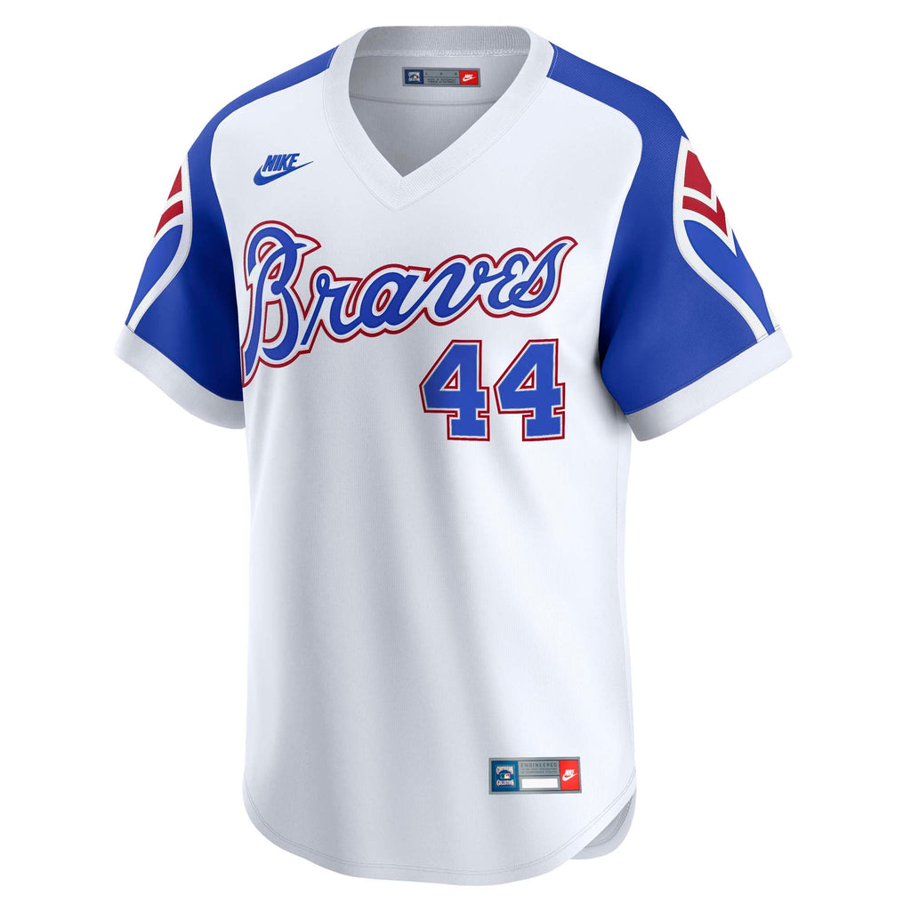 Men's Atlanta Braves Hank Aaron Nike White Throwback Cooperstown Collection Limited Jersey - 3