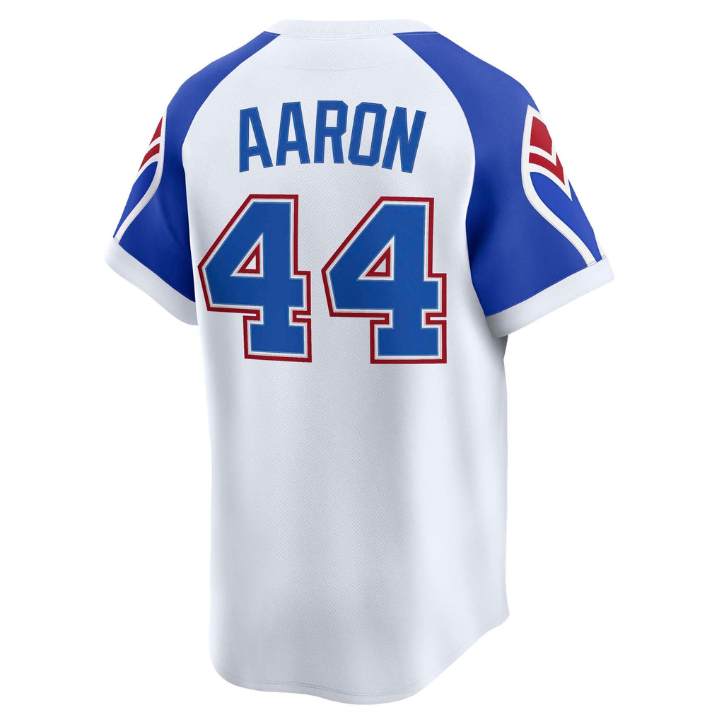 Men's Atlanta Braves Hank Aaron Nike White Throwback Cooperstown Collection Limited Jersey - 4