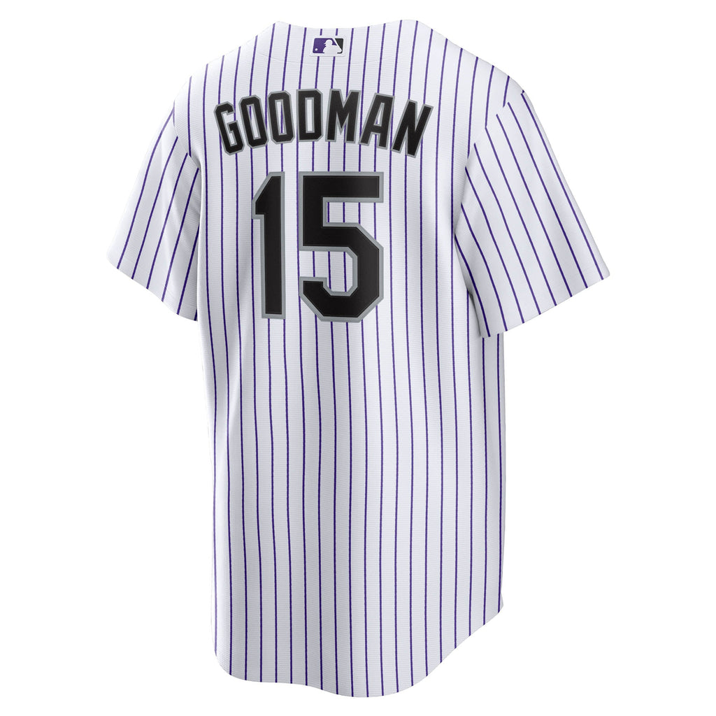 Men's Colorado Rockies Hunter Goodman Nike White Home Replica Jersey - 4
