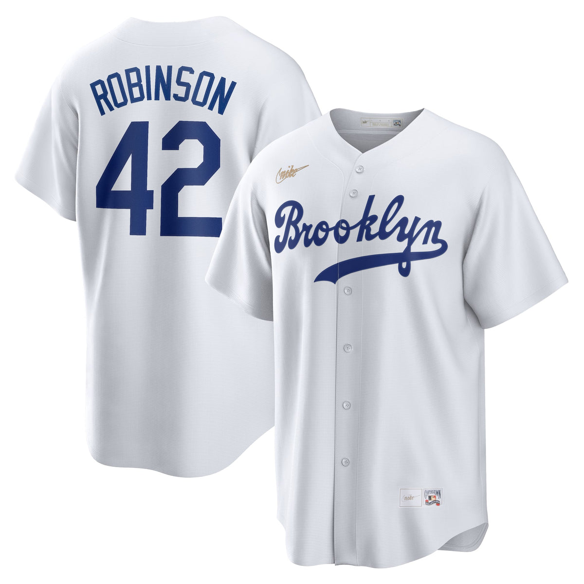 Men's Brooklyn Dodgers Jackie Robinson Nike White Cooperstown Collection Jackie Robinson Day Jersey