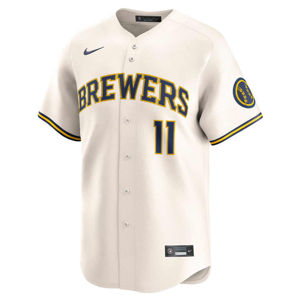 Men's Milwaukee Brewers Jackson Chourio Nike Cream Home Limited Jersey - 3