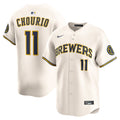 Men's Milwaukee Brewers Jackson Chourio Nike Cream Home Limited Jersey