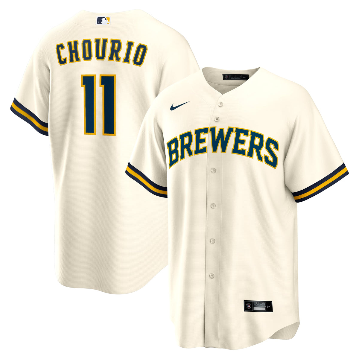 Men's Milwaukee Brewers Jackson Chourio Nike Cream Home Replica Jersey - 2