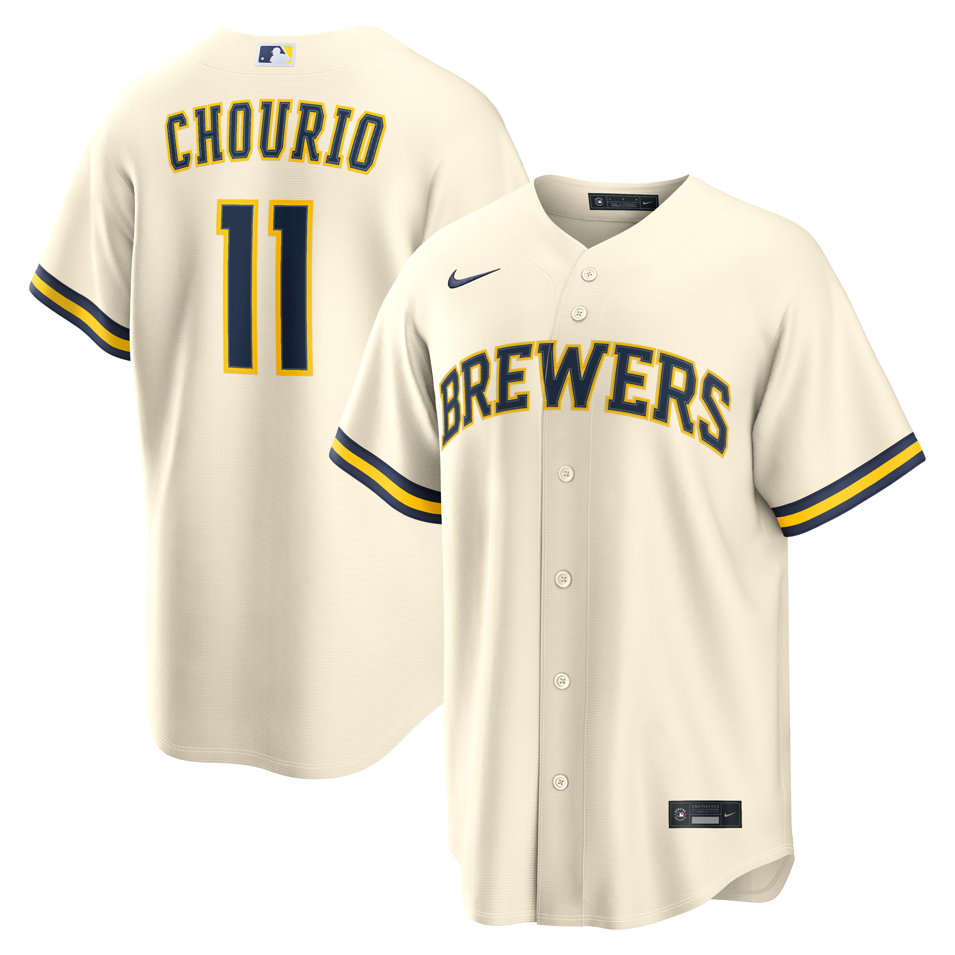 Men's Milwaukee Brewers Jackson Chourio Nike Cream Home Replica Jersey - 2