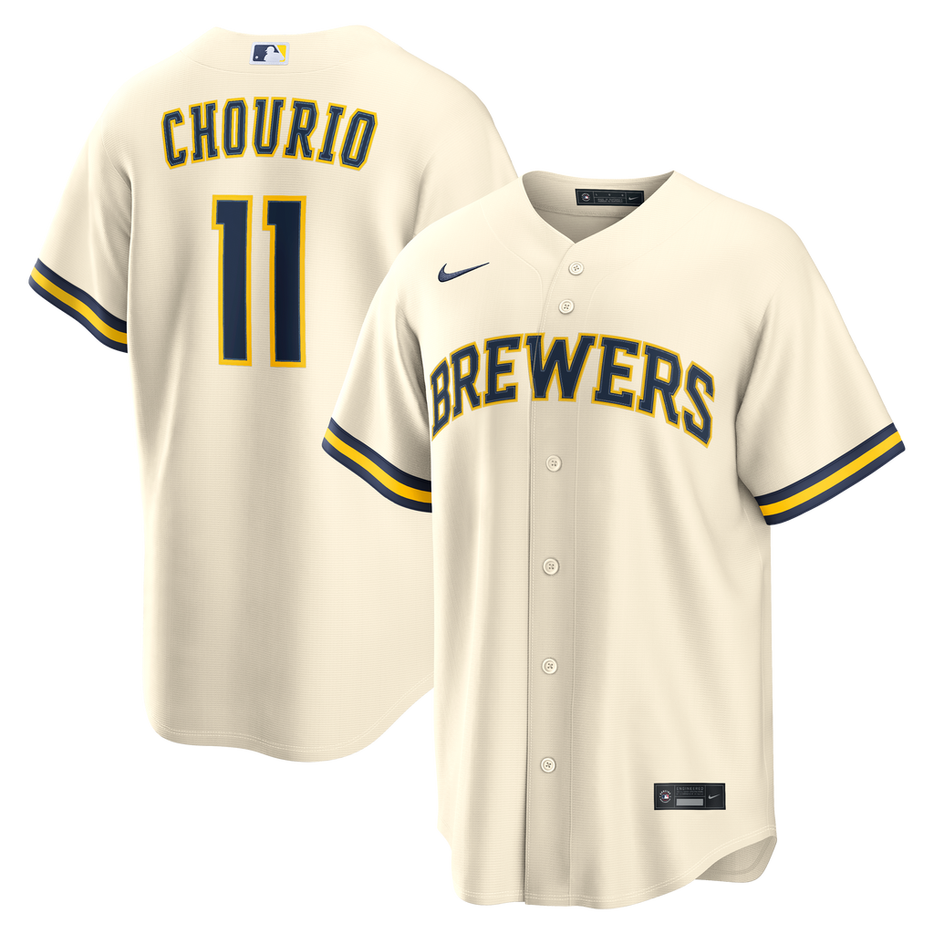 Men's Milwaukee Brewers Jackson Chourio Nike Cream Home Replica Jersey