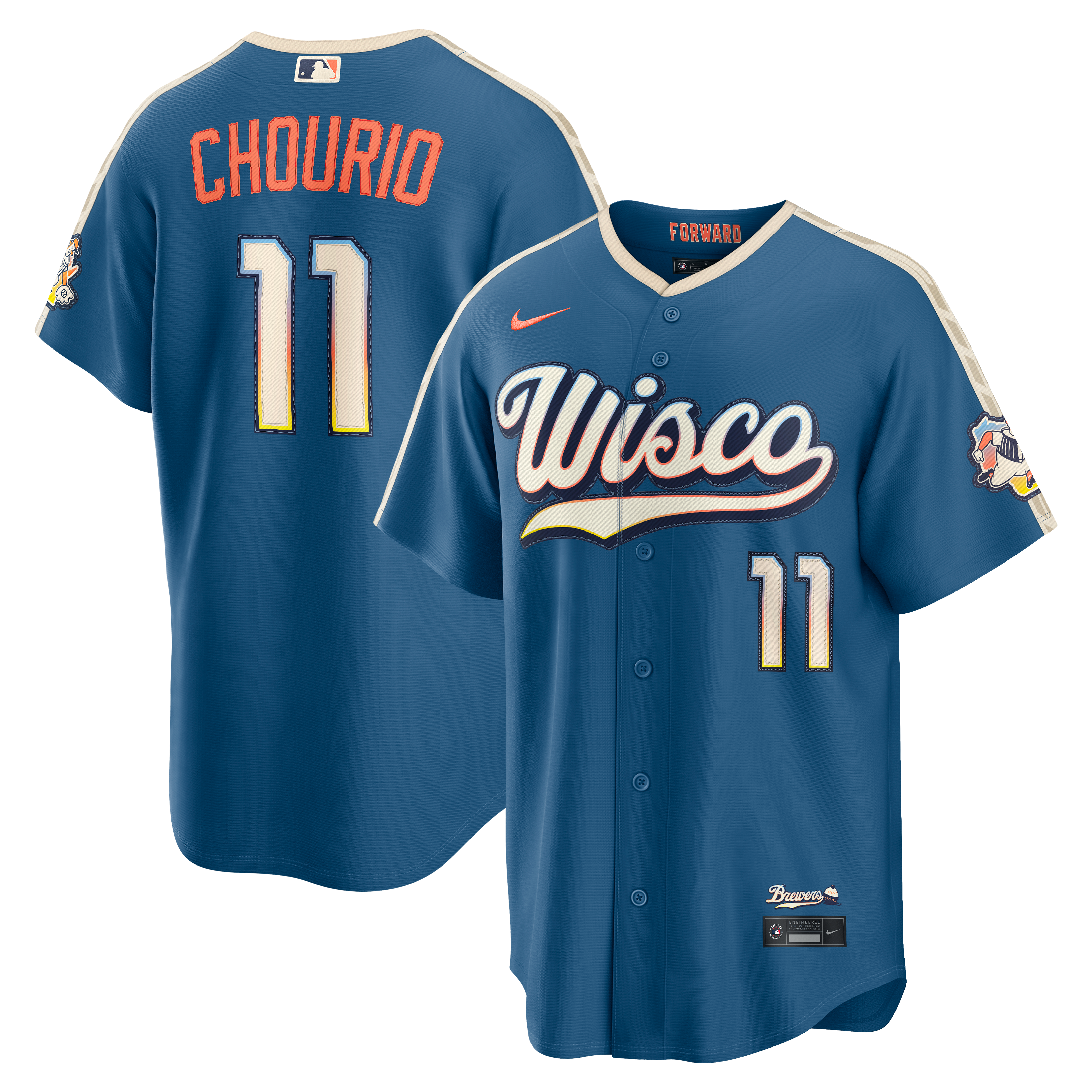 Men's Milwaukee Brewers Jackson Chourio Nike Mineral Blue 2026 City Connect Stadium Jersey - 2