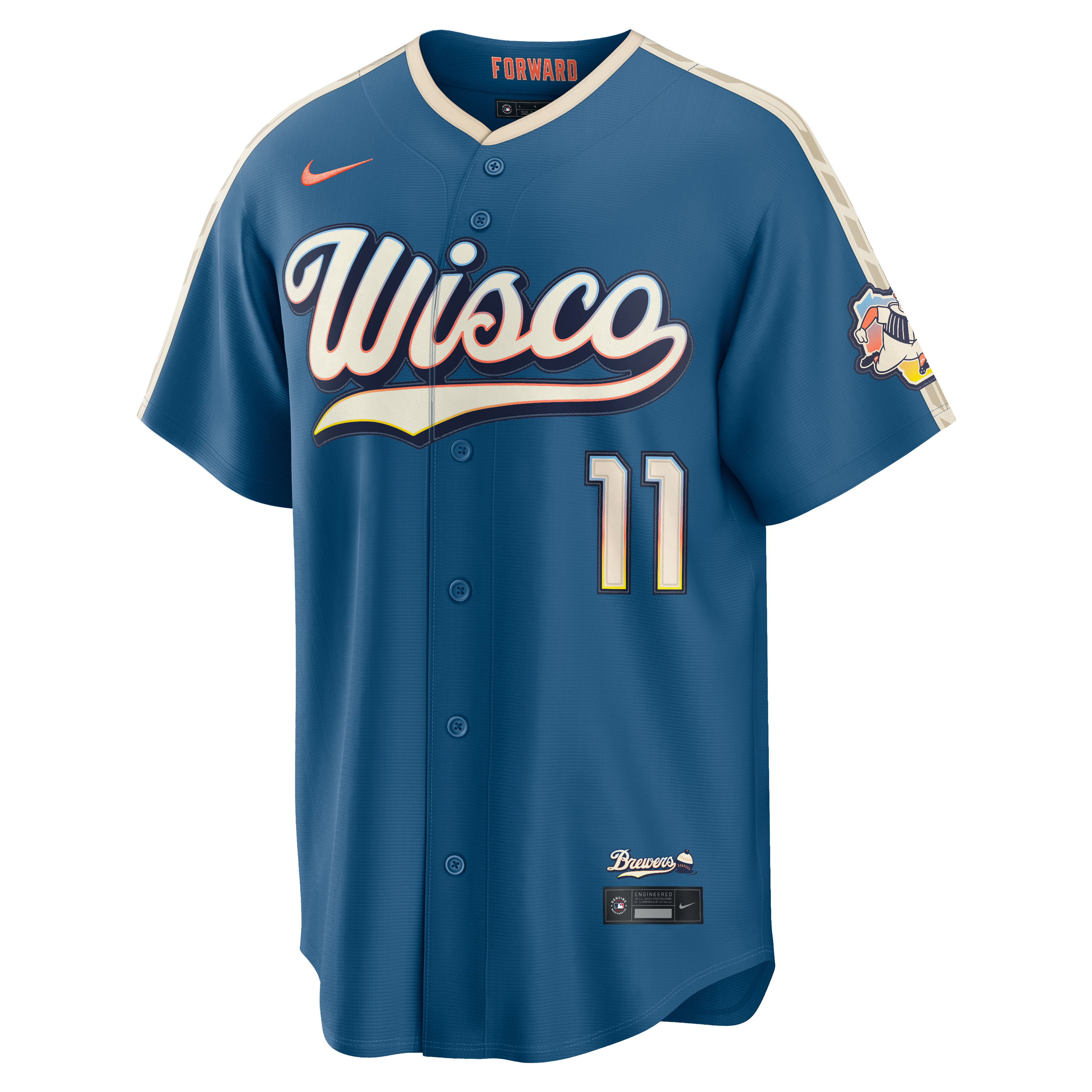 Men's Milwaukee Brewers Jackson Chourio Nike Mineral Blue 2026 City Connect Stadium Jersey - 3