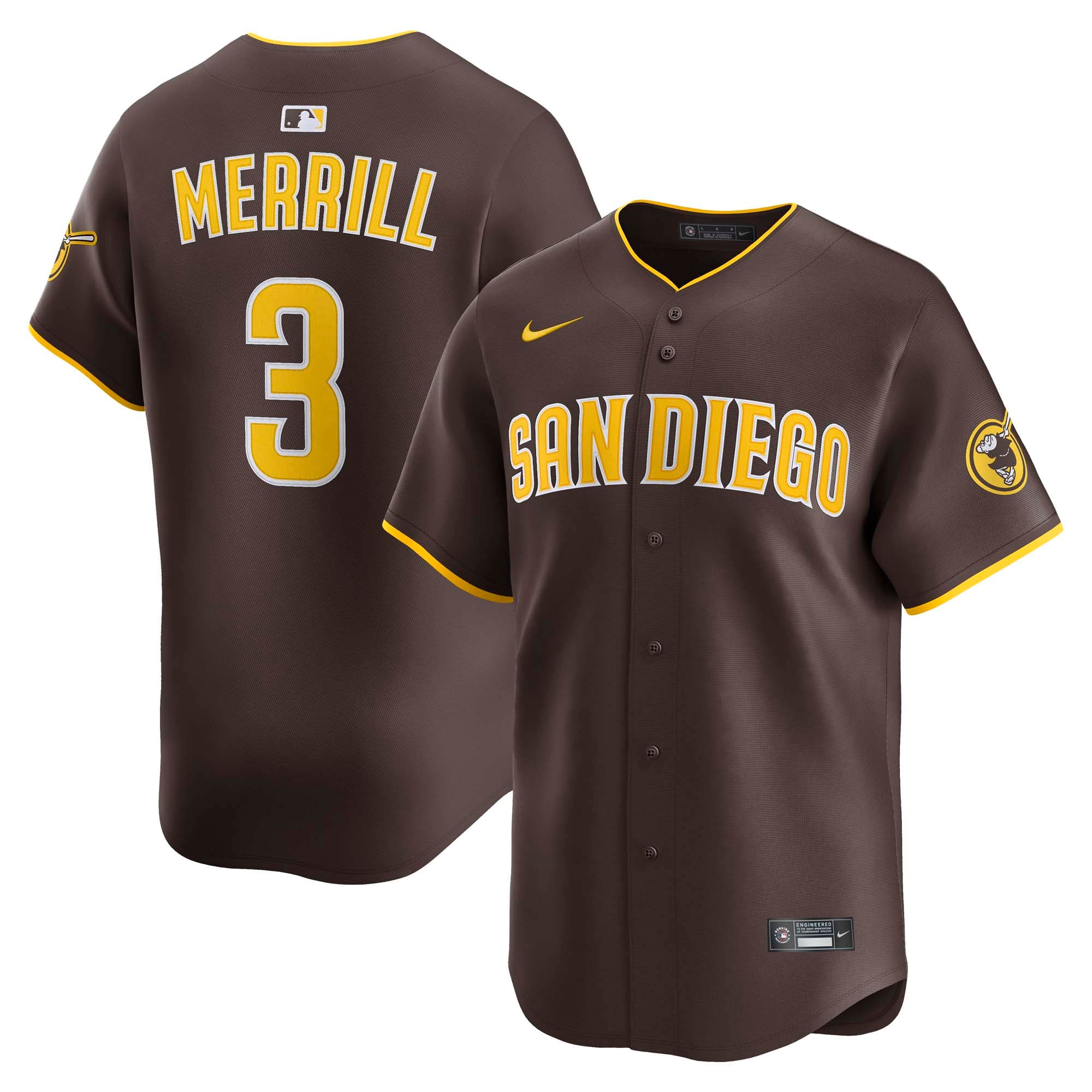 Men's San Diego Padres Jackson Merrill Nike Brown Road Limited Player Jersey - 2