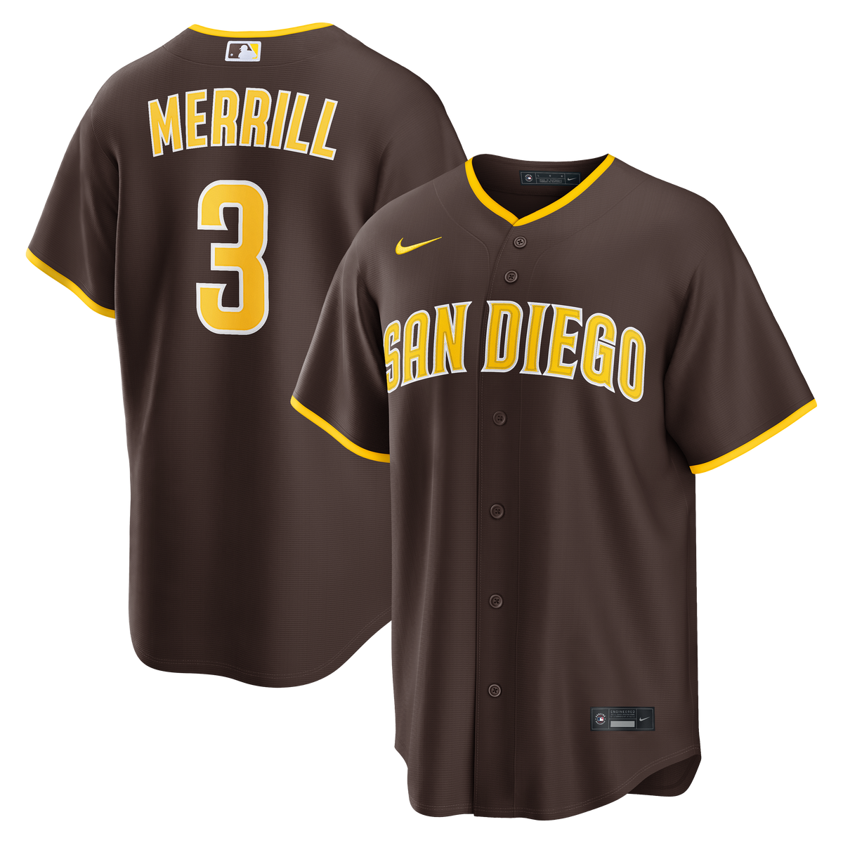 Men's San Diego Padres Jackson Merrill Nike Brown Road Replica Jersey - 2