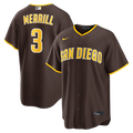 Men's San Diego Padres Jackson Merrill Nike Brown Road Replica Jersey