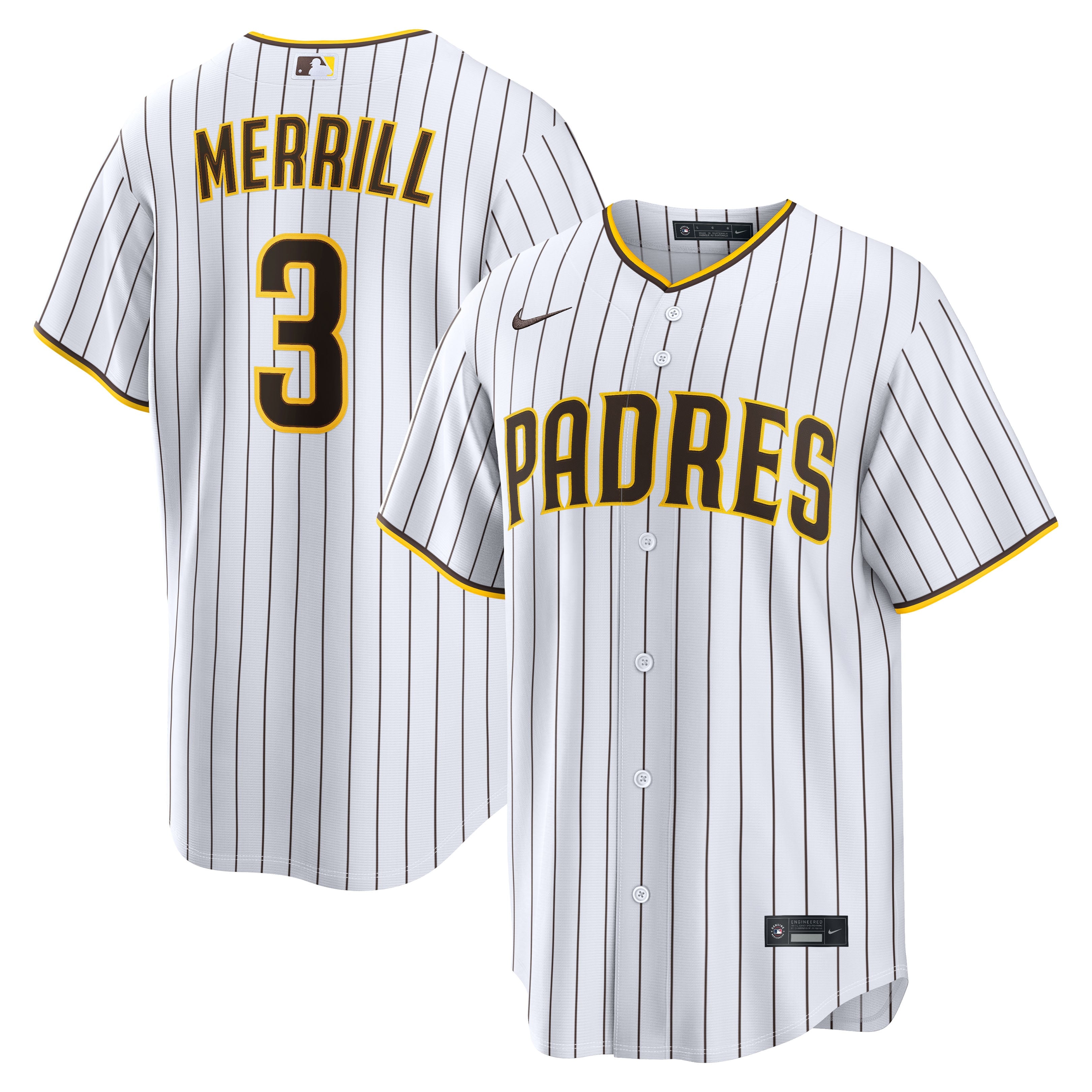Men's San Diego Padres Jackson Merrill Nike White Home Replica Player Jersey - 2