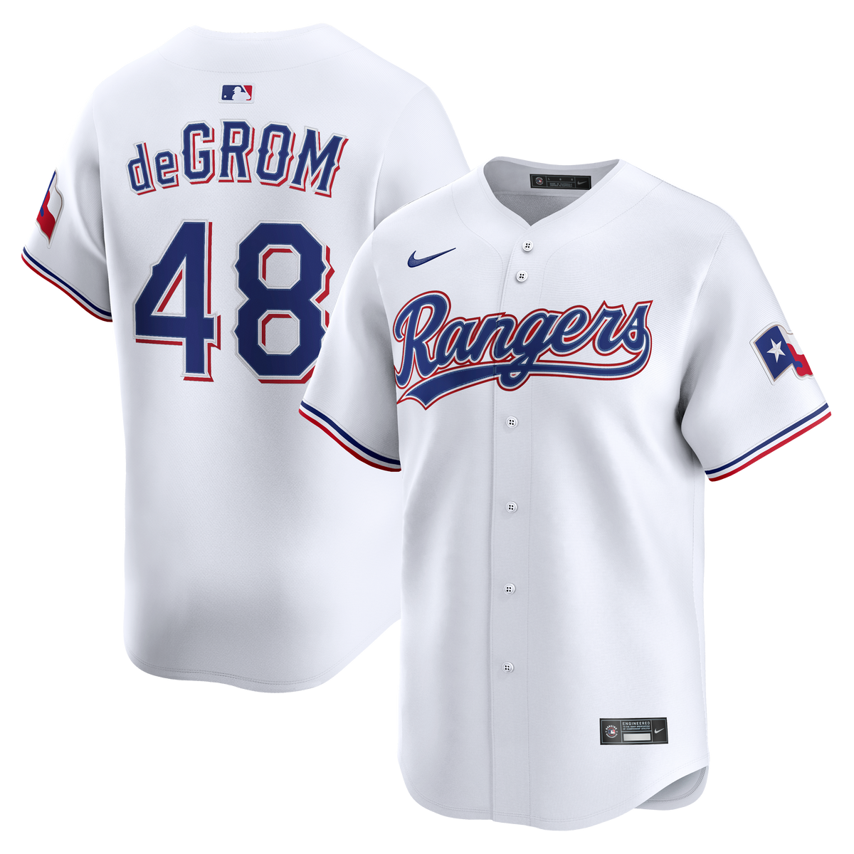Men's Texas Rangers Jacob deGrom Nike White Home Limited Jersey
