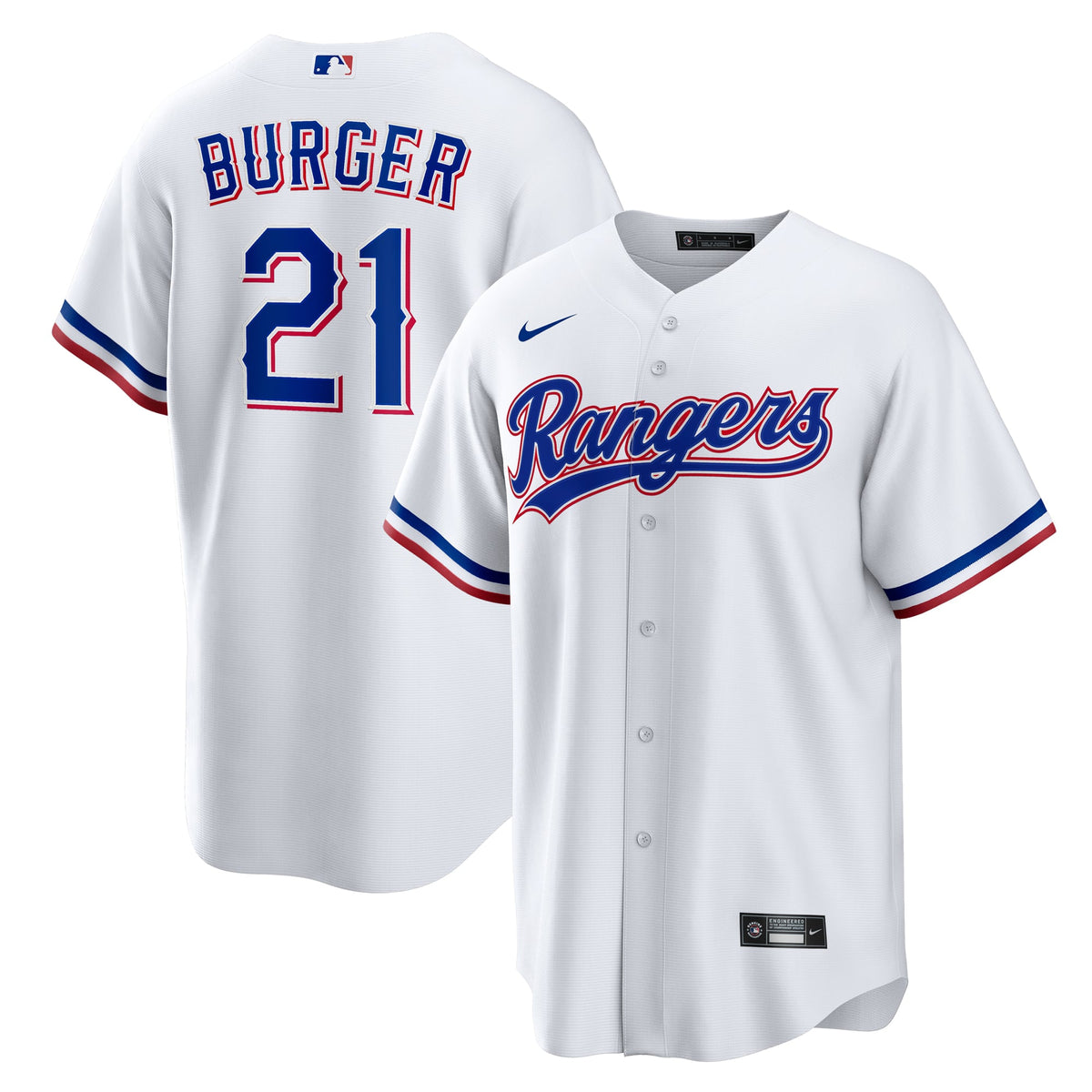 Men's Texas Rangers Jake Burger Nike White Home Replica Jersey - 2