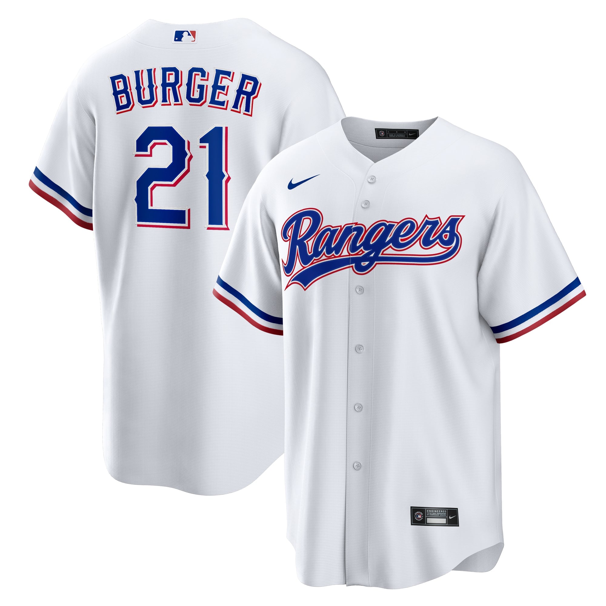 Men's Texas Rangers Jake Burger Nike White Home Replica Jersey